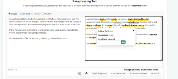 Paraphrasing Tool