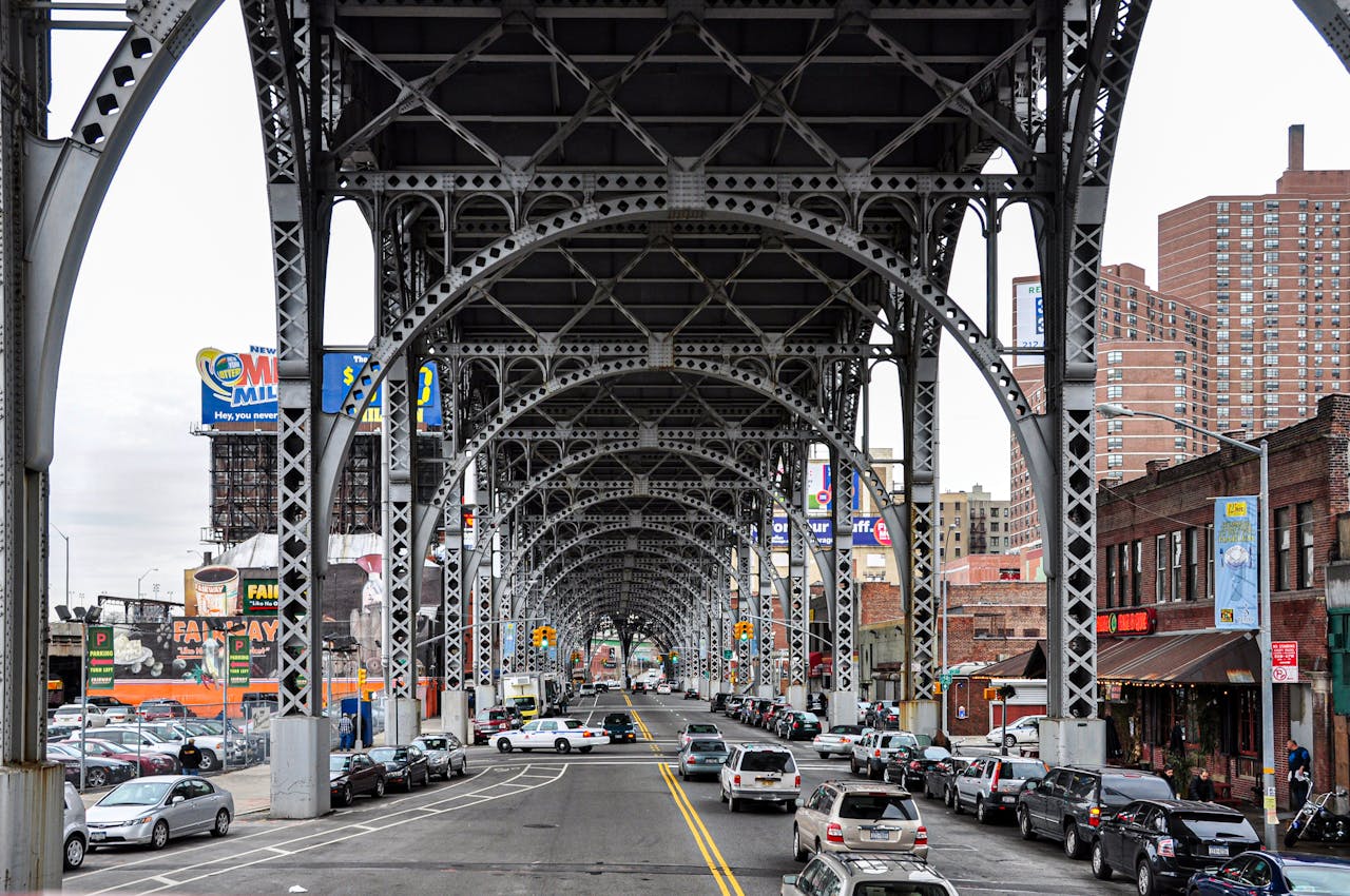 Street under a viaduct in New York City